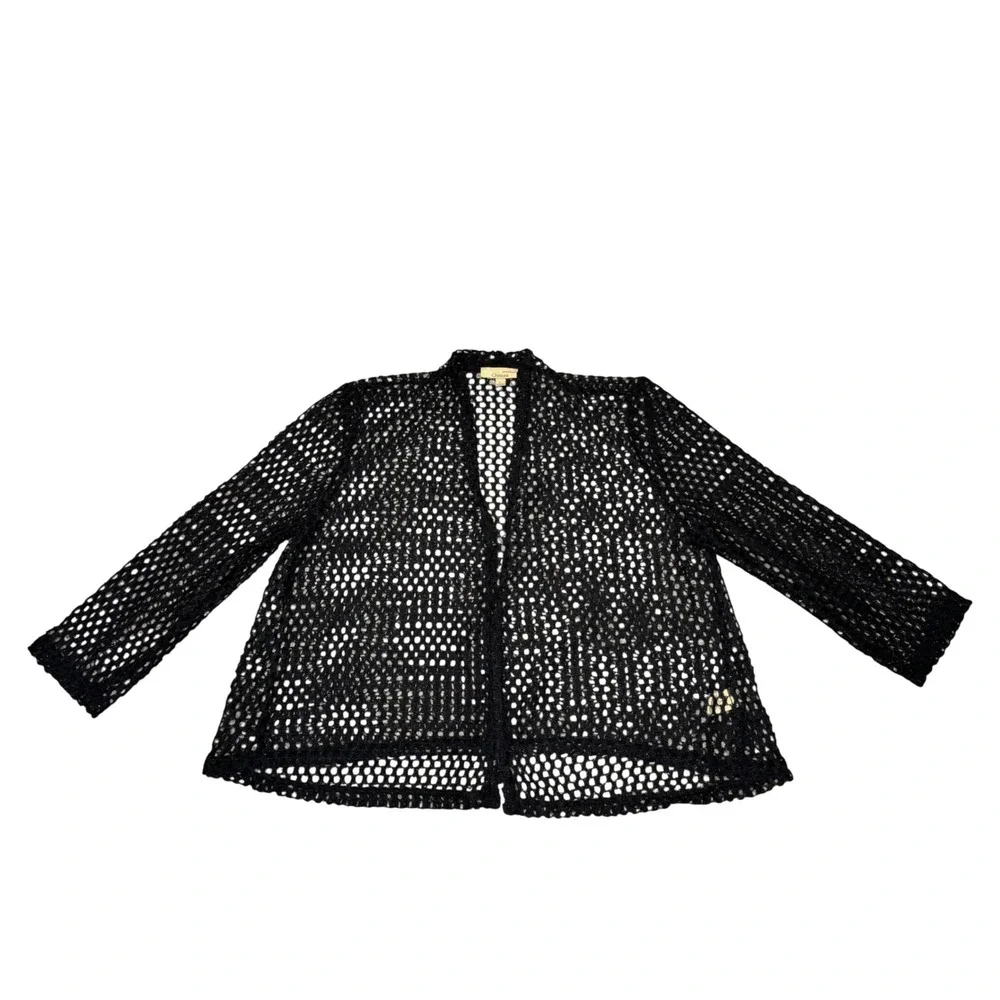 Vintage Choices Open Knit Fishnet Cardigan Black Size L Fairy Grunge Alt